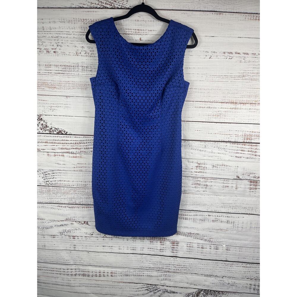 Plenty Dresses by Tracy Reese Dress Womens 8 Blue Sleeveless Sheath Lace Overlay
